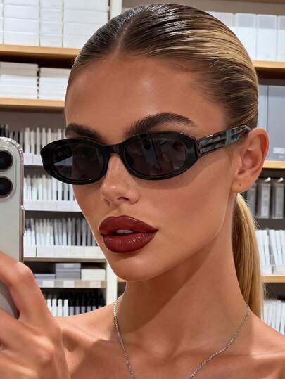 1 Pair Classic Modern Oval Fashionable Glasses For Women And Men, Suitable For Outdoor Activities, Daily Life, Back To School Gift, Perfect For Halloween, Christmas, Valentine's Day, Independence Day, New Year