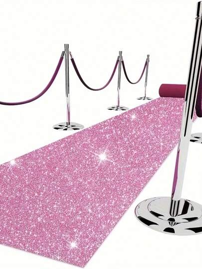 1pc Glitter Champagne Pink Aisle Runner/Wedding Aisle Carpet, Shiny Aisle Carpet, Wedding Birthday Ceremony Supplies, Aisle Decor, Suitable For Events, Parties, Weddings, Commercial Decoration, Wedding Aisle Decor, Anniversary Decor, Banquet Church Aisle Decor, Entrance Decor