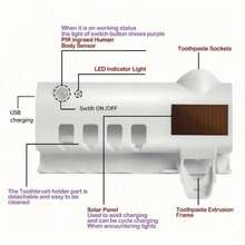 Hanging Toothbrush Holder With A Space-Saving Toothpaste Dispenser. This Convenient Organizer Can Neatly Store Toothbrushes And Toothpaste, Ensuring  And Reliable Use For The Whole Family. - trắng - Xem 3