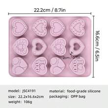 Molde de silicona con 12 cavidades con forma de corazón, para hacer chocolate, gelatina y hornear manualidades para el Día de San Valentín - Multicolor - Ver 6