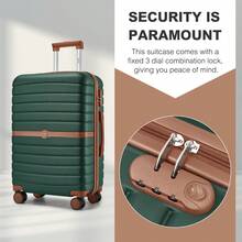 Suitcase 20 24 28 Inch Cabin Carry On Check In ABS PC Hard Shell Spinner Wheels Lock Small Medium Large Travel Luggage Set For Holiday Family - 綠色 - 查看 8