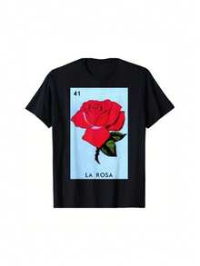 Mexican Lottery Card T Shirt With La Rosa Design - nero - Visualizzare 1