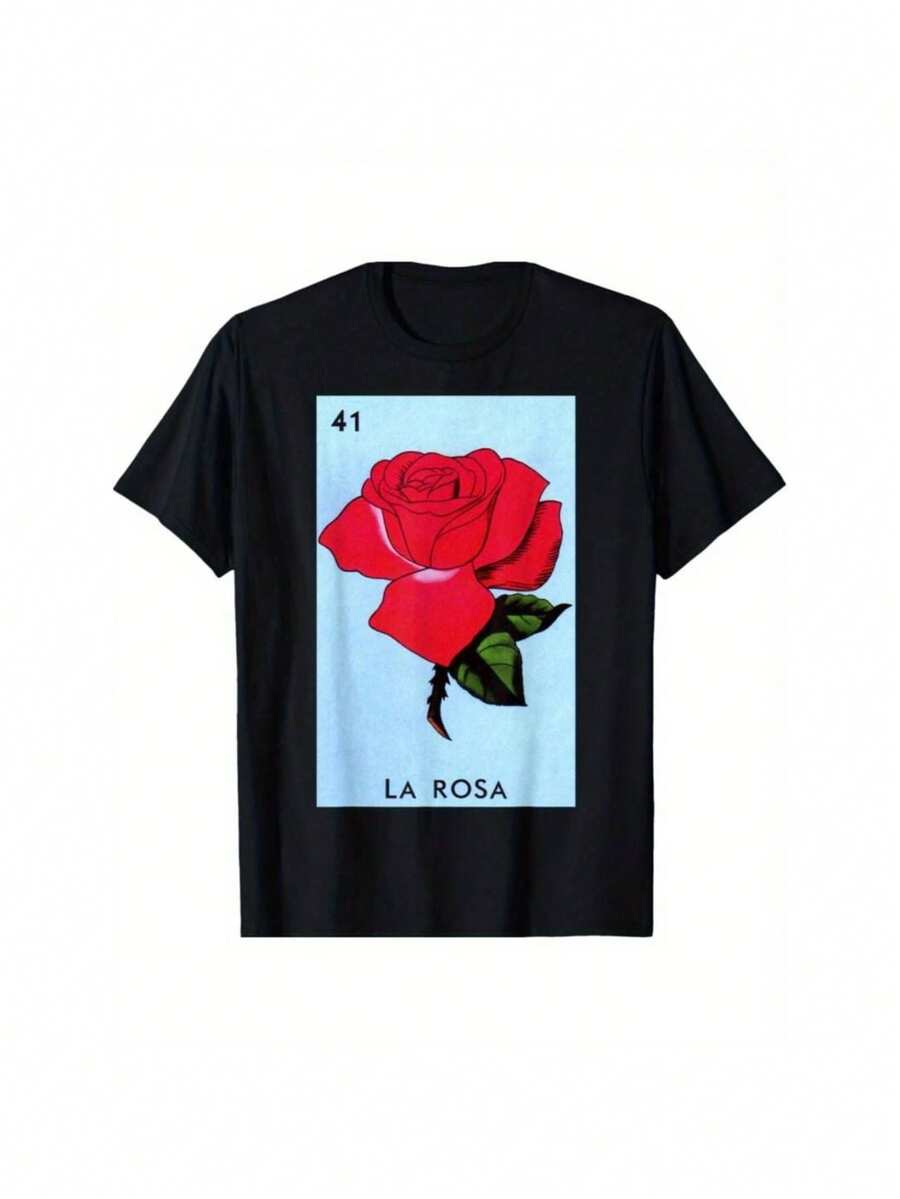 Mexican Lottery Card T Shirt With La Rosa Design - nero - Visualizzare 1