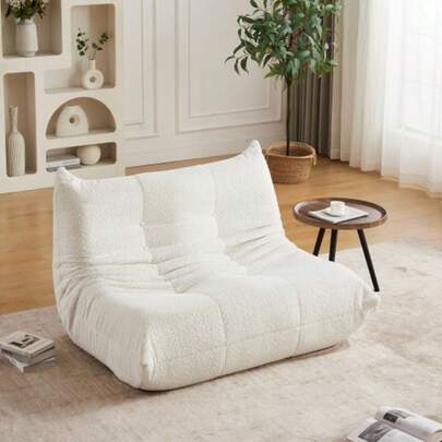 Chenille Togo Two-Seater Sofa,Boden-Loungesessel, Armloser Akzentstuhl,Sitzsack Sofa, Togo Stil Kamin Lounge Stuhl Mit Memory Schaum,Bequemer Bodensofa Für Wohnzimmer,Schlafzimmer,Gaming Und Büro