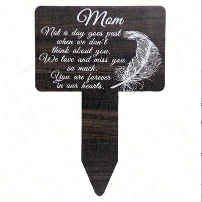 1pc Wooden Texture Memorial Plaque - Durable Gravestone Tribute For Father And Mother, Outdoor Yard Decor, Personalized Remembrance Of Loved Ones, Black Condolence Card, Gravesite Mourning, Sincere Sentiment