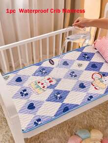 1件双面防水床垫，卡通动物印花，可折叠，适用于婴儿床/游戏区/沙发/宠物/女性/老人护理 - 彩色 - 查看 27