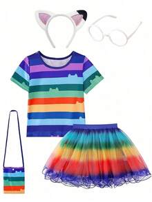Girls' Shirt Dress Set, Birthday Party Outfit - Color - View 3