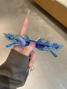 新款无框火焰时尚眼镜，个性化水钻火焰设计派对服装眼镜 - 彩色 - 查看 14