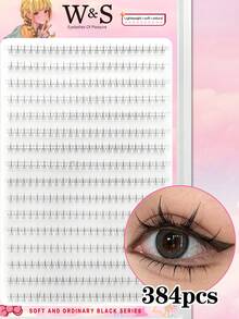 Waloshow 384pcs/16 Rows Wispy Fairy False Eyelashes, Segmented Natural Lower Lashes, Cartoon Style Lower Lashes, Japanese Anime Spiky Lower Lashes, Makeup Eyelash Tools, Eyelash Clusters, Individual Lashes, False Eyelashes - B - View 3