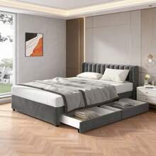 Bed Bases & Foundations - Gray + Velvet + 160cm*200cm - View 1