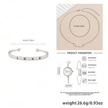 Mama Love Silver-Tone Women's Watch Jewelry Set - Watch + Letter Necklace + LOVE Bracelet, Gentle Elegant Daily Matching, Ideal Mother's Day, Valentine's Day, New Year Gift - Silver - View 3