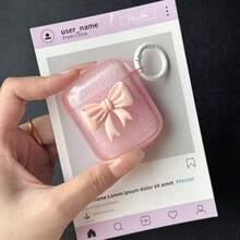 INS Bowknot 3D Pastel Pink Glitter Bluetooth Earphone Case Compatible With Apple 2nd Gen Pro - Pink - View 4