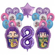 K-Pop音乐迪斯科酷女孩儿童生日派对装饰球拉丁气球套装，婴儿派对用品，礼物和玩具 - 彩色 - 查看 17