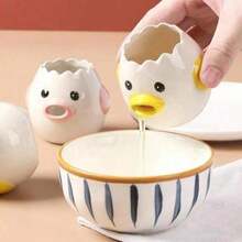 Separador de yema de huevo de cerámica con diseño de pollo adorable, filtros creativos para líquido de huevo, utensilios de cocina para hornear - Multicolor - Ver 10
