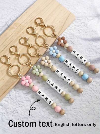 1 pieza Llavero personalizado con flor hecho a mano, llavero de flor multicolor como regalo del Día de San Valentín, esencial de viaje, kawaii