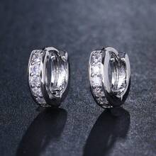 男士镀银立方氧化锆耳环，时尚嘻哈风格饰品，适合日常佩戴 - 銀色 - 查看 7