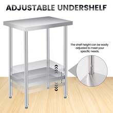 Mesa de preparación de Acero Inoxidable, con Estante Ajustable, Mesa Comercial Resistente con Estante Inferior Ajustable para Uso al Aire última intervensión, restaurantes - 30 x 24 pulgadas - Sin rueda - Ver 5