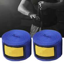 Vendas para Muay Thai, Sanda y Boxeo, vendajes deportivos que absorben el sudor, vendas para manos, un par azul - Azul - Ver 3