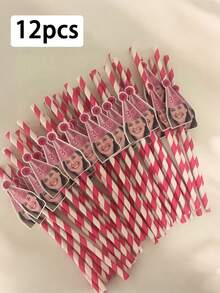 1/12/24/48支装定制人脸印花纸吸管，个性化人脸吸管，适用于单身派对、生日派对装饰、女友生日派对装饰，多功能、高品质、个性化，是送给她、男友、朋友的理想礼物，也适用于茶室、家居、花园、办公室、周年纪念日、情人节、母亲节、生日、父亲节、毕业典礼、婚礼、乔迁之喜等场合，定制饮具 - 彩色 - 查看 14