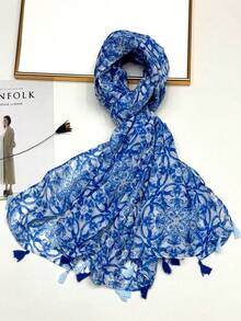 Women's Simple Printed Scarf, Fashion Scarf, New Spring/Summer Sunscreen Beach Shawl, Linen Feel Shawl For Women - Multicolor - View 3