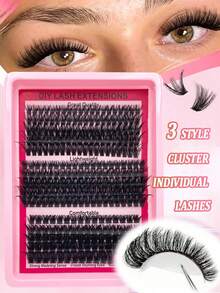 280-Piece Large-Capacity Eyelash Extension Kit, Thick And Soft Lash Clusters, DIY Eyelash Extensions, 10-16mm Fluffy, Thick, Curled Mixed Lash Clusters, Natural And Realistic False Eyelashes, Eyelash Growth Kit - D - View 2