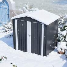 142x185cm Metal Shed, Garden Tent With Vent, Lockable Door, Windproof Garden Equipment, Grey - A - View 2