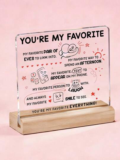 1pc Romantic Gift, "I Love You" Acrylic Plaque For Anniversary, Husband/Wife/Girlfriend/Boyfriend, "You Are My Everything" Desk Decor Plaque, Valentine's Day Decor, Room Decor, Home Decor, Bedroom Decor, Living Room Decor, Room Decor Aesthetics, Gift
