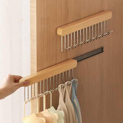 1 pieza Gancho deslizante extensible para armario - Adecuado para cinturones, corbatas, chalecos, bufandas y joyas - El riel del lado izquierdo se extiende sin problemas para una mejor organización del armario, almacenamiento eficiente en el armario y exhibición accesible de joyas; Accesorio ideal para ahorrar espacio para entusiastas de la moda, dormitorios, apartamentos pequeños y decoración del hogar