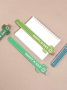 1 Pc Cactus Shape Scale Ruler, Length 15cm Straight Line Depiction, Suitable For Students Math Class And Test Paper Measurement Graphics Ruler, Learning Office Drawing, Back-To-School Season Must-Haves - Single Piece - View 1