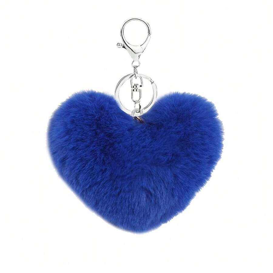 Cityelf Cute Faux Rabbit Fur Ball Pom Pom Keychain Car Key Ring Handbag Tote Bag Pendant Purse Charm - 藍色 - 查看 1