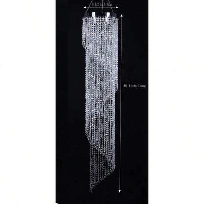 Beaded Crystal Iridescent Swirl Chandelier Tradicional 48" Tall-003