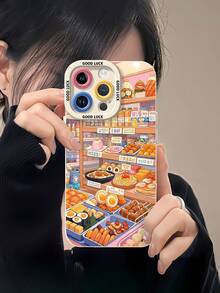 Delicious Desserts And Drinks Illustration Phone Case Compatible With  17  16 Pro Max  15 Pro Max  13 And  12 Made Of TPU Material Providing Shockproof And Drop Protection With A Vibrant And Eye-Catching Design Perfect For Food Lovers And A Unique Gift For Friends Family And Special Occasions - White - View 6