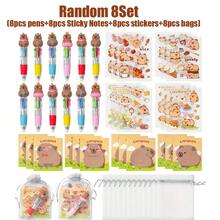 6/12/24/30pcs Water Vole Pens, 4-In-1 Multicolor Ballpoint Pens, With Cute Memo Pads, Cartoon Water Vole Memo Notebook, Suitable For Birthday Gifts, Prizes, Party Favors (Random) - Multicolor - View 13