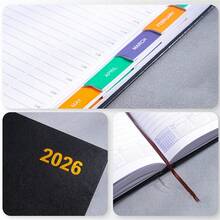 Tapsin 2026 Diary A5 Page A Day/Week To View Diary Hardback Case Bound Back Cover - Black - View 9