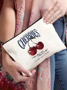 2D樱桃卡通印花，时尚礼品，便捷拉链封口，送给爱人的最佳礼物，送给姐妹的礼物，便携式化妆包，学生铅笔盒，化妆品礼品袋，拉链袋，笔袋旅行包，零食袋，洗漱包收纳袋 - 多功能包 - 送给女性的理想礼物 - 送给闺蜜的最佳礼物 化妆包 化妆品收纳袋 洗漱包 旅行洗漱包 - 彩色 - 查看 6