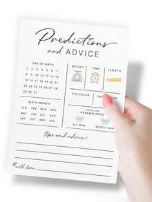 50pcs - New Parents Prediction & Advice Cards - Baby Shower Game, Bless New Moms & Dads, Reveal Baby's Gender, Modern Minimalist Design, 30 Cards Total - White - View 2