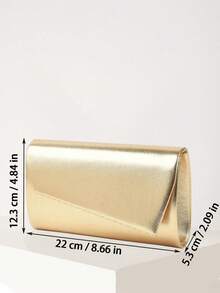 1 Piece Fashion  Women's Evening Bag, Exquisite Flap PU Leather Party Clutch Bag, Crossbody Shoulder Bag With Metal Chain, Suitable For Women's Party, Wedding, Dinner, Banquet Evening Bag, Suitable For Party Girls, Women, For Women, Very Suitable For Party, Wedding, Dance, Dinner/Banquet, Best Gift For Women - 金色 - 查看 7