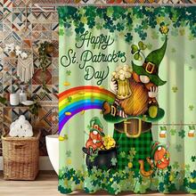 Lucky Four-Leaf Clover & Clover Circle Pattern Shower Curtain Waterproof Mildew Resistant Thickened Bathroom Partition Curtain Fresh Healing Style Bathroom Decoration Easy To Install Suitable For Wet Dry Separation Cross-Border Bestseller - Orange Color - View 11