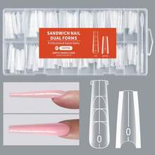 256-Piece Sandwich Nail Tips For Quick Extension Paperless Crystal Gel Nail Tips For Gel Polish No-Build Molds For Crystal Gel Quick Extension Nail Tips Creative Nail Art DIY Tools - Trong sáng - Xem 3