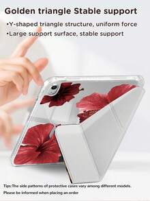 Kingsung Flowers & Leopard Print Pattern Y-Shaped Folding Dual-Sided Sprayed Acrylic Transparent Crystal Tablet Case Compatible With Samsung Tablets/IPad Mini6/7/9.7/10.2/10.5/10.9/12.9/Pro 11, 10th Generation, Protective Cover Supports Multi-Angle Adjustment, Six Ways To Place The Bracket, Built-In Pen Slot,Transparent Back Cover, Anti-Drop Protection, Automatic Wake/Sleep - Multicolor - View 7