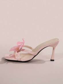 European And American New Floral Decor High Heel Sandals, Suitable For Beach, Dating, Commuting, Banquet, Party - Pink - View 3
