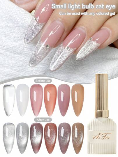 AiFer 美甲小灯泡通用水晶猫眼指甲油凝胶 2026 款超闪爆炸超亮多功能猫眼美甲沙龙专用 UV 光疗胶