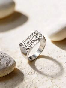 Customized Personalized Two Names European And American Style Rapper Ring, Father's Day Gift, Mother's Day Gift, Valentine's Day Gift, Birthday, Anniversary, Friend, Classmate Graduation, Christmas, High-End Family Gift - Style 4 - View 9