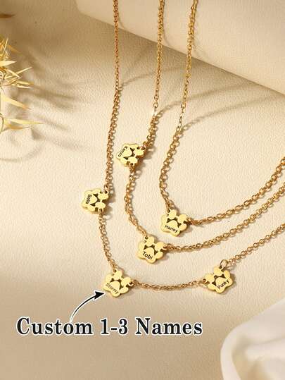 1pc Personalized Mini Dog Paw Print Necklace, Minimalist Paw Print Necklace, Animal Necklace, Pet Necklace, Customized Necklace