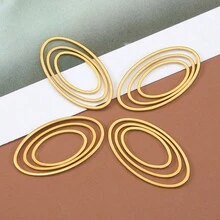 10pcs Stainless Steel Oval Hollow Pendant Connectors, Suitable For DIY Resin, Jewelry Making, Necklace, Bracelet, Beaded Earrings, Handmade Frame Accessories, Multi-Size - Stainless Steel Ring - View 10