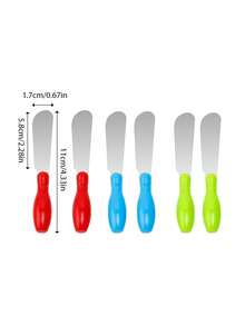 6pcs 304 Stainless Steel Cheese Spreader Set, Home Cream Cheese Knife, Jam Butter Spatula, Baking Bread Frosting Scraper, Kitchen Small Tools - Multicolor - View 3