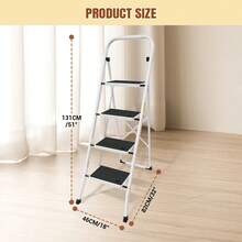 Royalswill Portable Folding Step Ladder, 2/3/4-Tier Ladder, Rubber Non-Slip Platform, Anti-Slip Household Folding Ladder, Multi-Purpose Load Capacity 330 Lbs, Foldable Step Ladder, Suitable For Kitchen, Office, Bathroom And Garage Use - 4級 - 查看 8