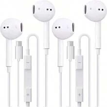 2 Pack Headphones USB C Wired For IPhone 17/17 Pro Max/17 Pro/16/15,Earphones In Ear HiFi Stereo Type C Earbuds Built-In Microphone & Volume Control For Galaxy S25 Ultra S24 S23 - White - View 2