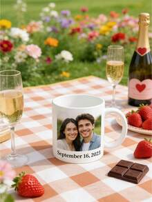 1Pc Personalized Valentine's Day Photo & Text Mug – Custom Couple Photos Coffee Cup, Romantic Love Design, Sweet Valentine's Day Gift & Daily Love Memory Keepsake - Multicolor - View 4