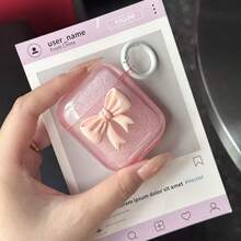 INS Bowknot 3D Pastel Pink Glitter Bluetooth Earphone Case Compatible With Apple 2nd Gen Pro - Pink - View 5